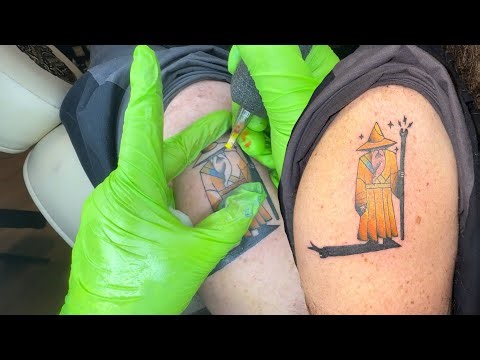 Neo-traditional tattoo Timelapse | wizard