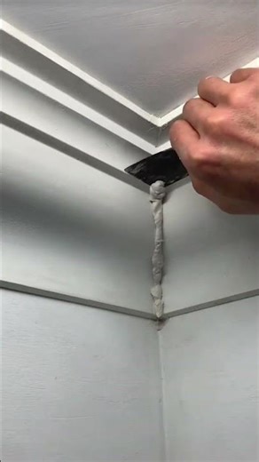 Joining gypsum edges at ceiling corners—clean, precise finishing #construction #gypsum #renovation