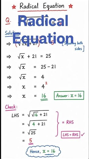 Radical Equation: find x in the radical equation 🤔 | #maths #Shorts #algebra