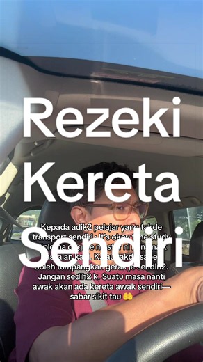 Me : Diploma (3 tahun) naik bas jalan kaki, degree (2 tahun) naik bas jalan kaki, Intern (4 bulan) naik bas jalan kaki naik LRT, Kerja (2 tahun pertama) naik bas naik LRT jalan kaki Rezeki kita akan sampai juga nanti #studentlife #universitylife #car #foryoupage #fyp