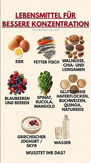 🧠 Lebensmittel für bessere Konzentration | Was essen für Fokus und Energie #gesundheit #viral