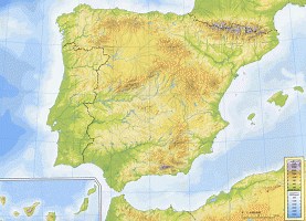 Mapa físico de España avanzado