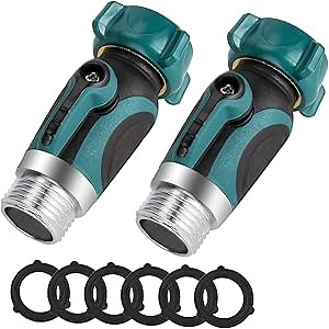 Garden Hose Shut Off Valve，uvce Flow Control Valve Fits ¾” Hoses, Family Safe Adapter,1-Way Restricted-Flow Water Shut-Off ，Set of 2