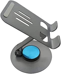 Metal Cell Phone Stand, Sturdy Foldable Desktop Phone Holder, Round Base