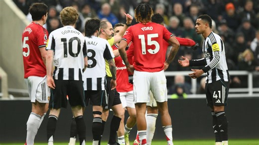 Ramsey sent off for shocking dive against Man Utd before Newcastle take lead