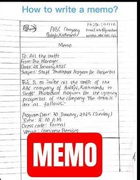 How to write a memo? |Memo writing |Memorandum|Sample of memo#memo | Memo format #education