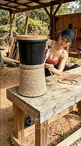 Turning 2 Buckets Into a Stunning Rope Side Table | DIY Reveal