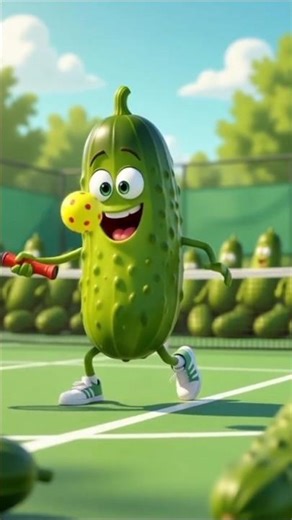 Cucumber Playing pickleball #pickleball #cartoon #shorts