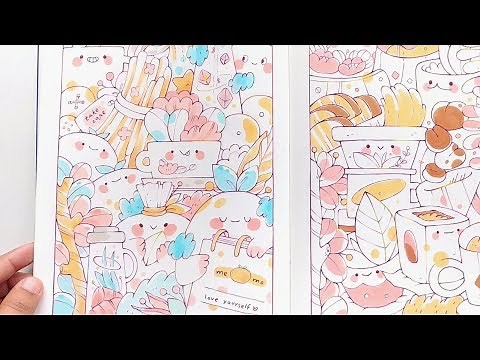100 Cute Doodles | 100 Coloring Pages Sketchbook Flip Through