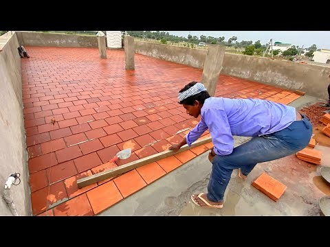 Construction Techniques of Roof Flooring Red Tile Accurately Installation with Cement|Cool Roof Tile