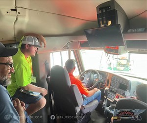 Our CDL students are in action, mastering maneuvers with expert guidance from our instructors. Hands-on learning at its best! #FutureTruckers | Truck School