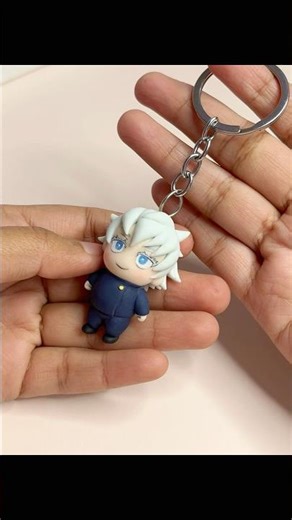 Making an adorable Gojo Chibi clay keychain! 💙 #ClayArt #AnimeKeychain