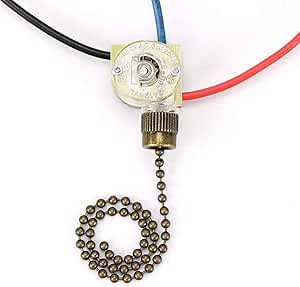 Zing Ear Fan Switch ZE-110 Compatible with Hunter Ceiling Fan, Ceiling Fan Light Switch 3 Way 3-Wire Replacement Pull Chain Switch (Bronze Pull Chain)