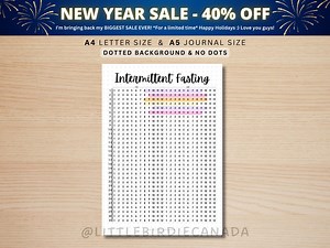 Intermittent Fasting Tracker - PRINTABLE Journal Page - Food Tracker - Eating Log - Food Journal - Track Fasting - Fasting Log - Etsy