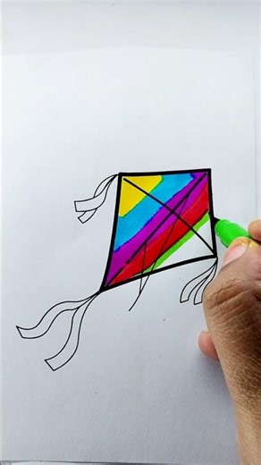 Easy Rainbow Kite Drawing for Kids | Step by Step Colorful Kite Art | Fufi Arts