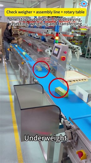 Production line dynamic weighing machine online checkweigher with rejection device and turntable