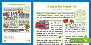 EYFS Maths: All about the Number 14 Home Learning Challenges