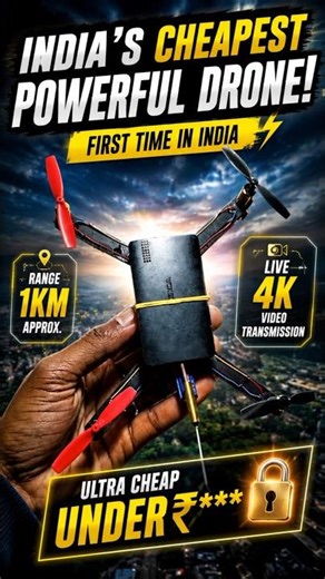 India’s Cheapest Powerful Drone 😳 4K Live Video + 1KM Range 🚀 #diy