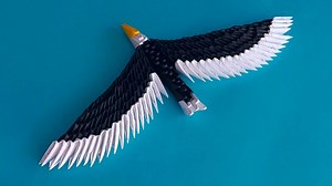 How to make a paper hawk (an eagle).  3D origami tutorial (instructions)