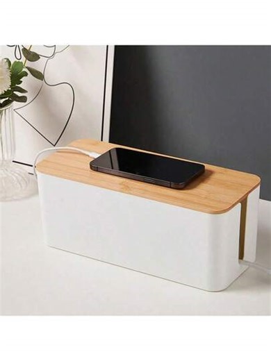 Cable Management Box Cable Organizer With Grain To Hide Cables And Power Rulers Organizer Box For Desktop Reusable Cable Ties, Baskets, Containers And Containers For Home Organization, Storage Containers Cables Storage Box With Lid, High Capacity Cord Organizers, Space Saving Desktop Socket Cable Management Box | SHEIN