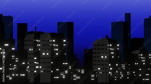2d night city loop animation retro style 4k perfect for background video, video jockey, relax, chilling