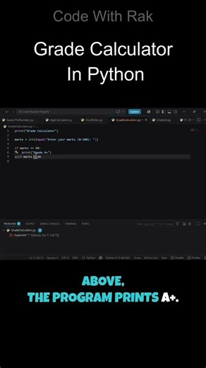 Build a Grade Calculator in Python 🐍 #shorts #python #coding #programming