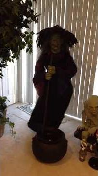Gemmy life size cauldron witch