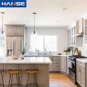 [Hot Item] Hanse Shaker Style MDF Chipboard Plywood Wooden Kitchen Cabinets Cupboard for Dining Room with Drawer Sink