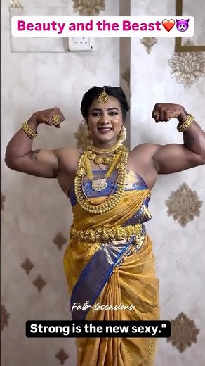 Bodybuilder Bride Flexing her Muscles | Bridal Look | Kanjivaram Saree | Fitness Women | Gym Life