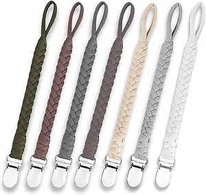 7 Pcs Braided Pacifier Clip, Pacifier Clips for Boys & Baby Girls, Pacifier Holder Clip Binky Clips