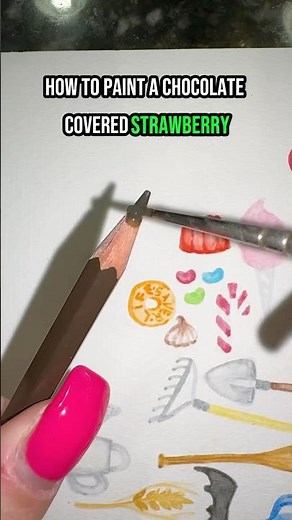 How to Paint a Chocolate Strawberry in 20 Seconds Tutorial 🍓