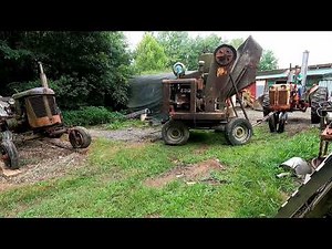 Mixing cement with a 1940's cement mixer