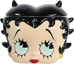 Ebros Gift Novelty Collection Shy Betty Boop Head Vintage Whimsical Comical Ceramic Cookie Jar Figurine All American Cartoon Collectible Sculpture