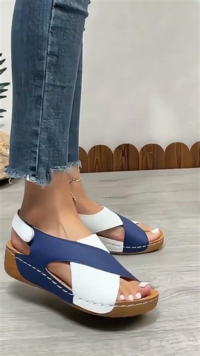 👡🔥【36-43】Γυναικεία πέδιλα Wedge Contrast✨ Άνετα σανδάλια με λουράκι στον αστράγαλο