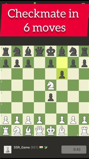 Checkmate in 6 moves | Chess Openings and Tricks #chess #games #shorts