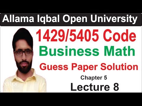 1429 Code Guess Paper Lecture 8 | AIOU Course Code 1429 Business Math Solved Guess Paper | Matrix