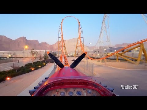 SpitFire - World's Tallest Inversion & Triple Launch Coaster - Front & Back POV