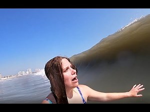 Getting Smacked by Big Waves at Daytona Beach Again!