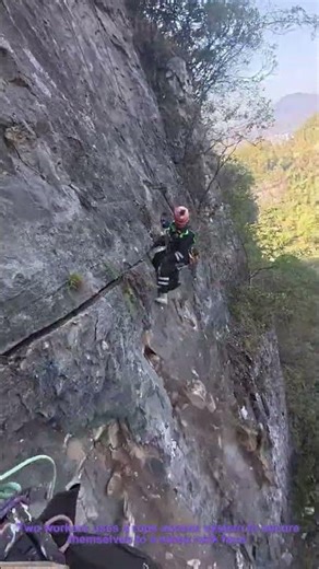 Cliff Hazard Removal: Rope Access Worker Clearing Steep Rock Faces