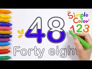 Learn numbers, coloring pages, and English children's songs by tracing the number 48