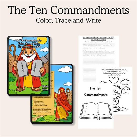 Ten Commandments for Kids Workbook | Christian Coloring and Handwriting Book | Bible Activity Book Ages 5–8 | Homeschool & Sunday School - Etsy