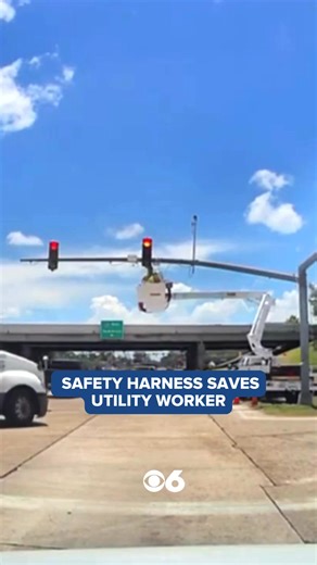 😮 AMAZING! A Louisiana utility worker's safety harness saved his life when a semi-truck bumped into his bucket. We're told he suffered only minor injuries and did not even have to the hospital. | WTVR CBS 6 News