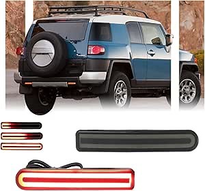 Amazon.com: GSOWO 2 PCS Red Lens LED Rear Fog Light for Toyota FJ Cruiser 2007-2014, FJ Lower Bumper Reflector light, Brake & Sequential Blink Turn Signal Lamps - C-ring Smoked Lens : Automotive