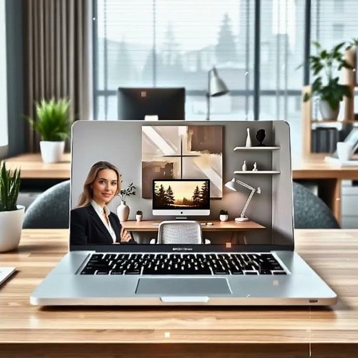 Modern Home Office Zoom Background | Minimalist Christian Workspace Aesthetic for Meetings