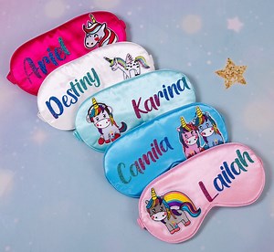 Personalized Unicorn Kids Satin Sleep Mask: Rainbow Glitter Name - Etsy