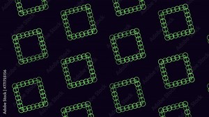Colorful rectangular shapes connected by lines in a grid pattern create a vibrant and visually appealing image. Various shades of green, black, and white are used to enhance the overall design