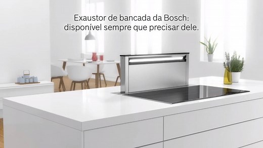 O exaustor de bancada da Bosch faz toda a diferença em qualquer cozinha: mantém o ar limpo ao extrair o vapor e os odores diretamente na origem, fornece uma iluminação perfeita da zona de confeção e é extremamente discreto, ficando oculto quando não está a ser utilizado. Conheça-o aqui: http://bit.ly/ExaustordebancadaBosch | Bosch Home
