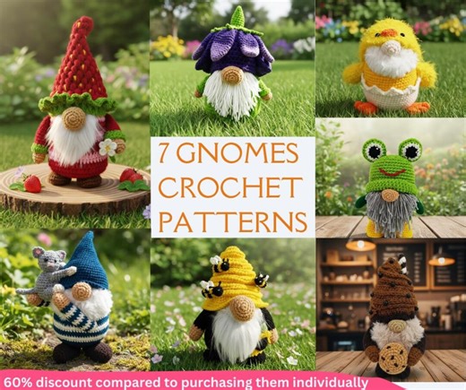 7 Gnome Crochet Patterns Bundle PDF – Cute DIY Gnome for Beginners – Digital Download – Handmade Toy Tutorial - PDF Pattern - Etsy