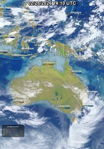 Australia & Oceania 24 Hour Satellite Weather | February 28, 2026 #shorts