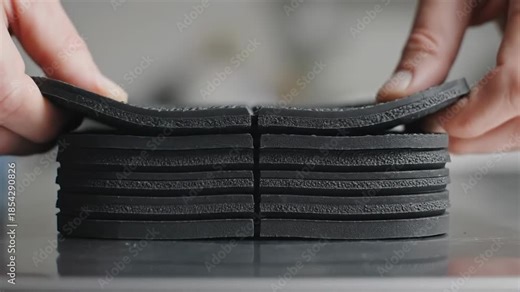 Flexible material demonstration showing layering and flexibility for industrial applications